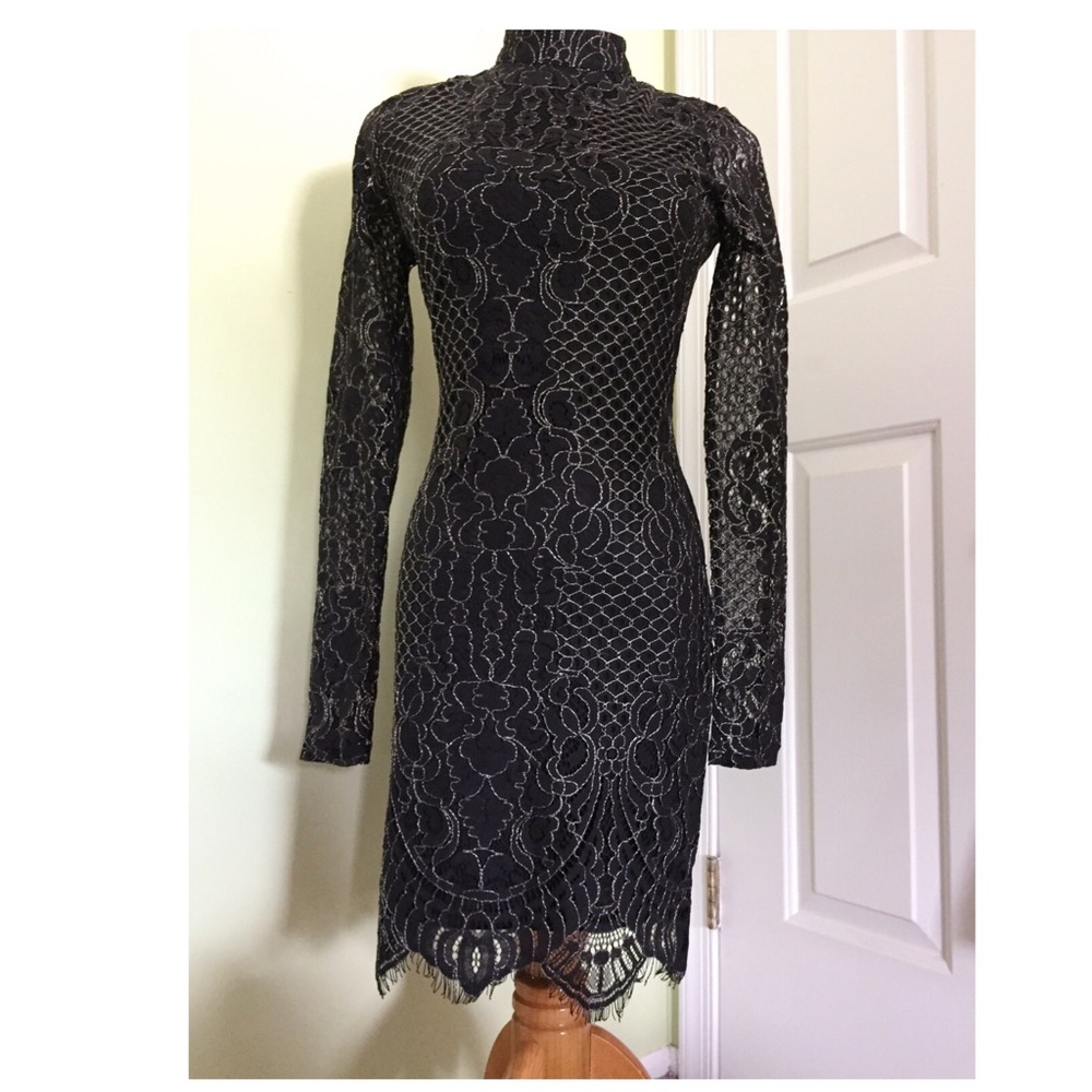 black lace midi dress